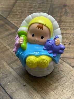 Vintage 2004 Fisher-Price Little People Baby in Bassinet Figure (MPN 71108)